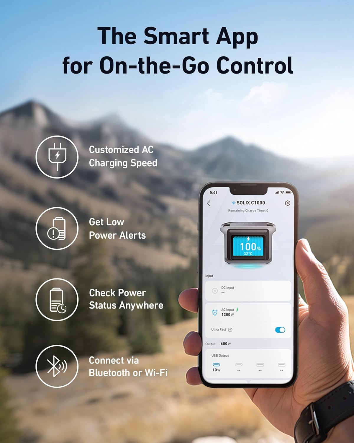 SOLIX C1000 Portable Power Station with 200W Solar Panel, 1800W Solar Generator, 1056wh LFP (LiFePO4) Battery, 6 AC Outlets, Up to 2400W for Home, Power Outages, and Outdoor Camping