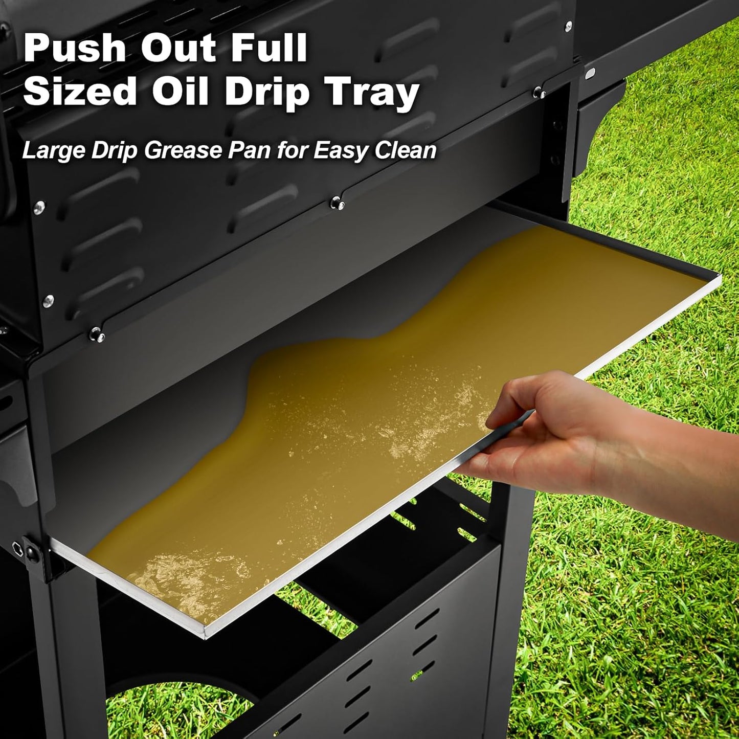 Upgraded 4 Burner BBQ Propane Gas Grill with Cast Iron Grates & Side Stove, 44,000 BTU Stainless Steel Burner Barbecue Grill for Patio, Camping, Outdoor Cooking MELLCOM