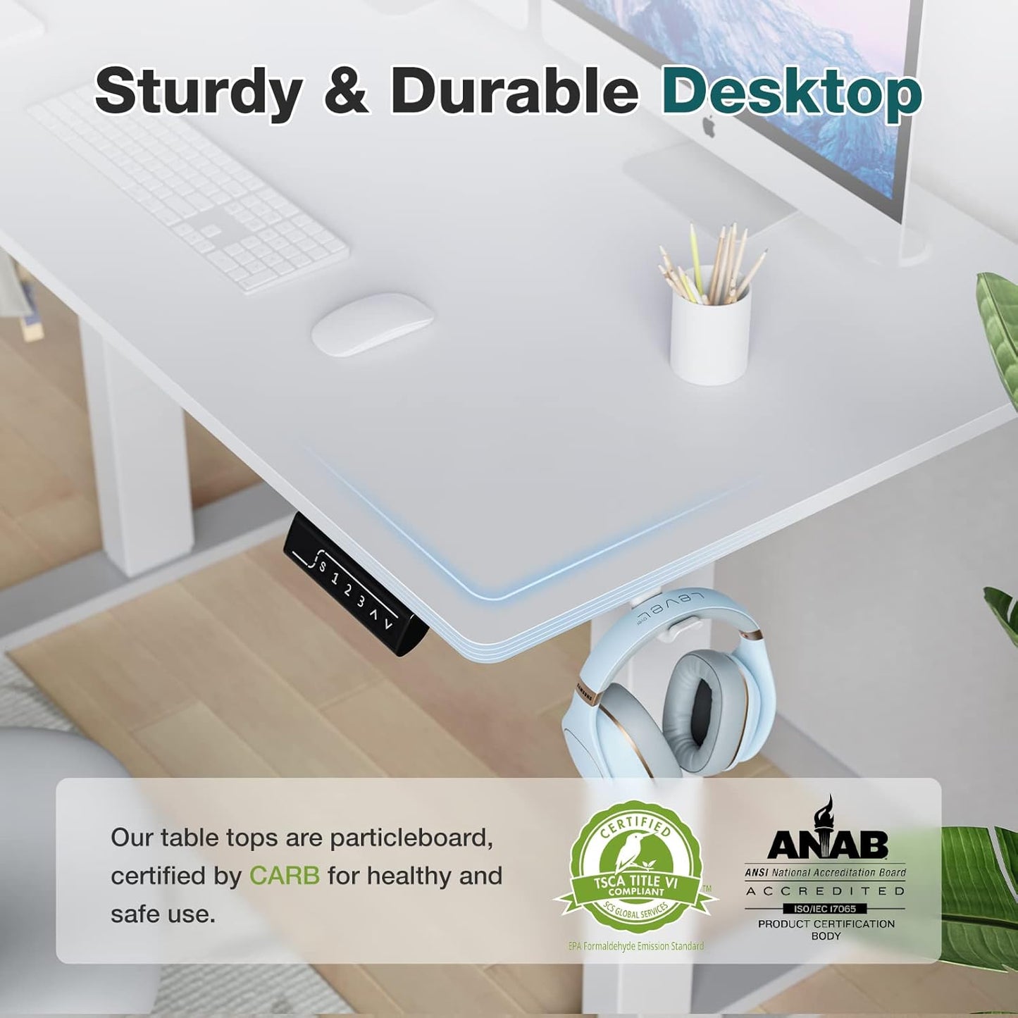 Electric Standing Desk 48 x 24 Inch Adjustable Height Electric with 3 Memory Controller