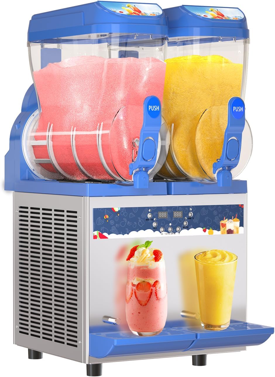 Commercial Slushy Machine - 1000W 30L Tanks Slush Maker Machine 304 Stainless Steel Commercial Margarita Machines Efficient Cooling the Ideal Slushie Maker for Bars Cafes Restaurants