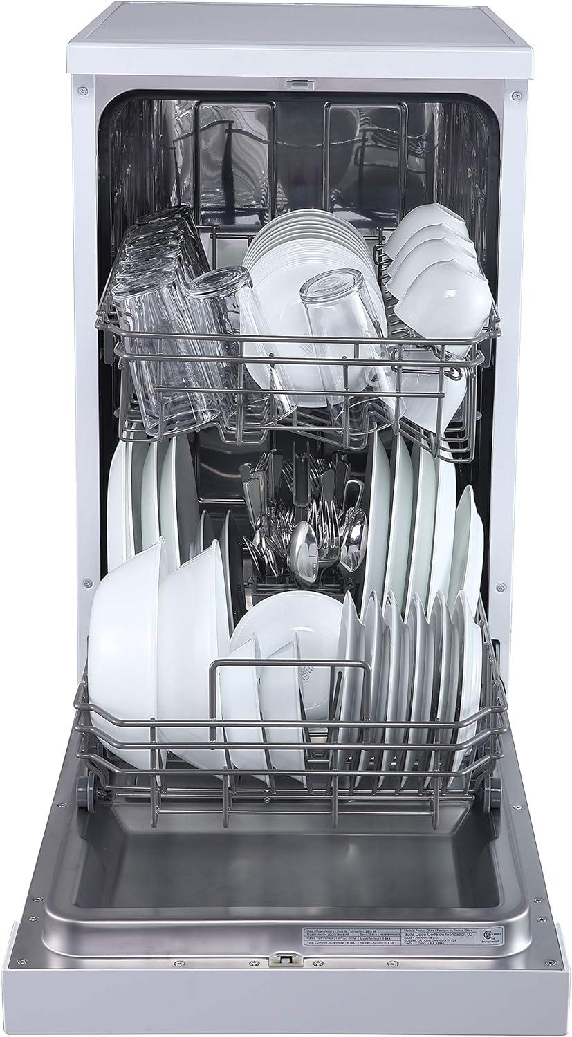 Portable Dishwasher, 18in Wide, 8 Place Settings Capacity, White