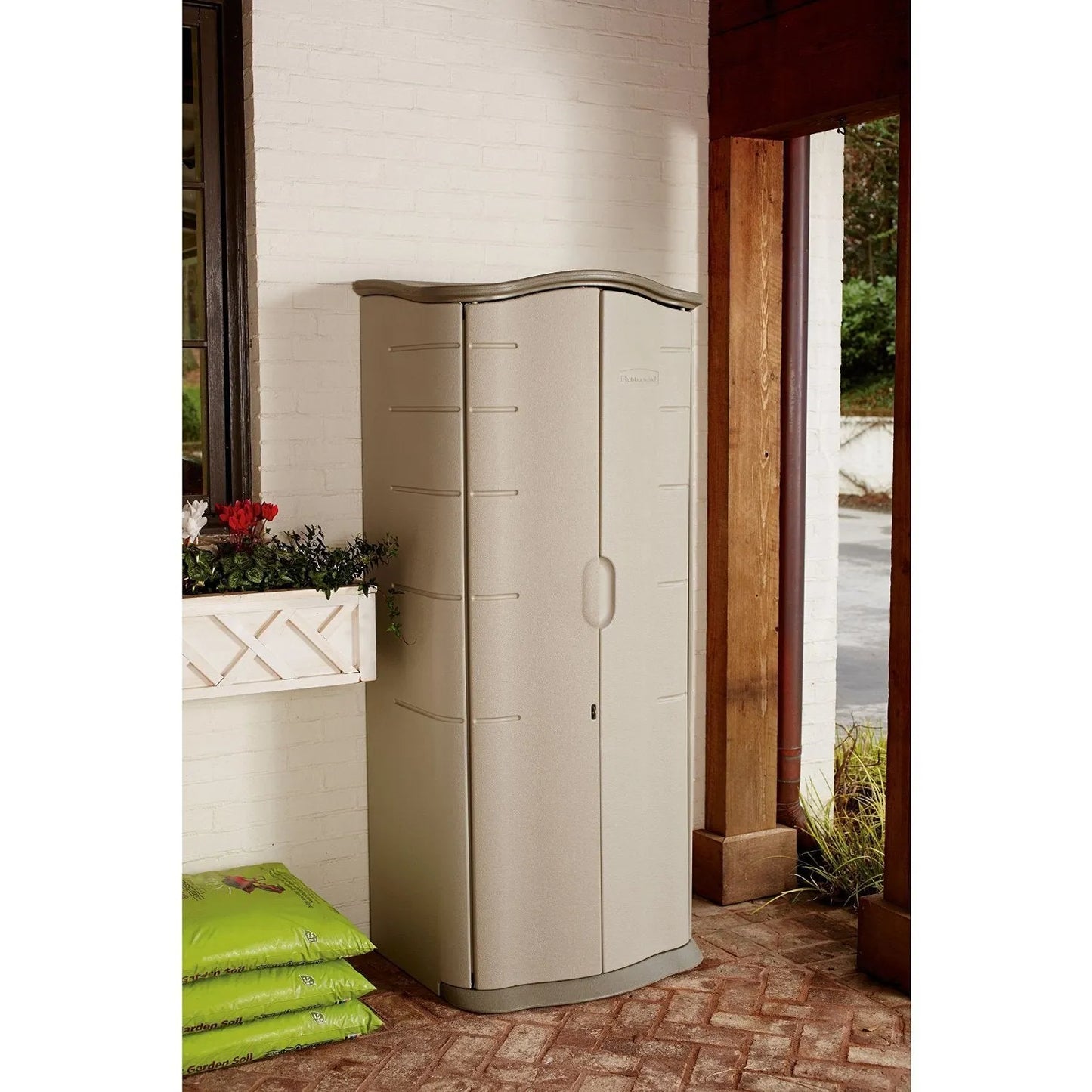 Rubbermaid Vertical Resin Weather Resistant Outdoor Storage Shed