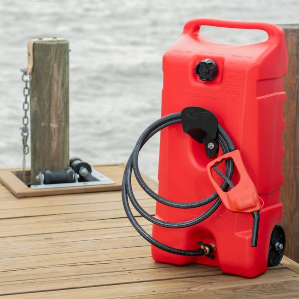 14 Gallon Portable Gas Fuel Tank with Pump, 2 Pack, Red