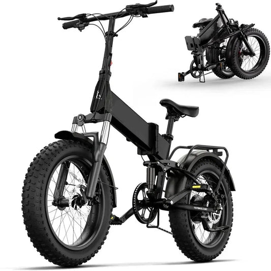Electric Bike, 4.0 Fat Tire Foldable Ebike, 48V 13Ah Battery, 750W Electric Commuter Bicycle with LCD, 20" One-Step Folding Electric City Bike for Men Women, Black