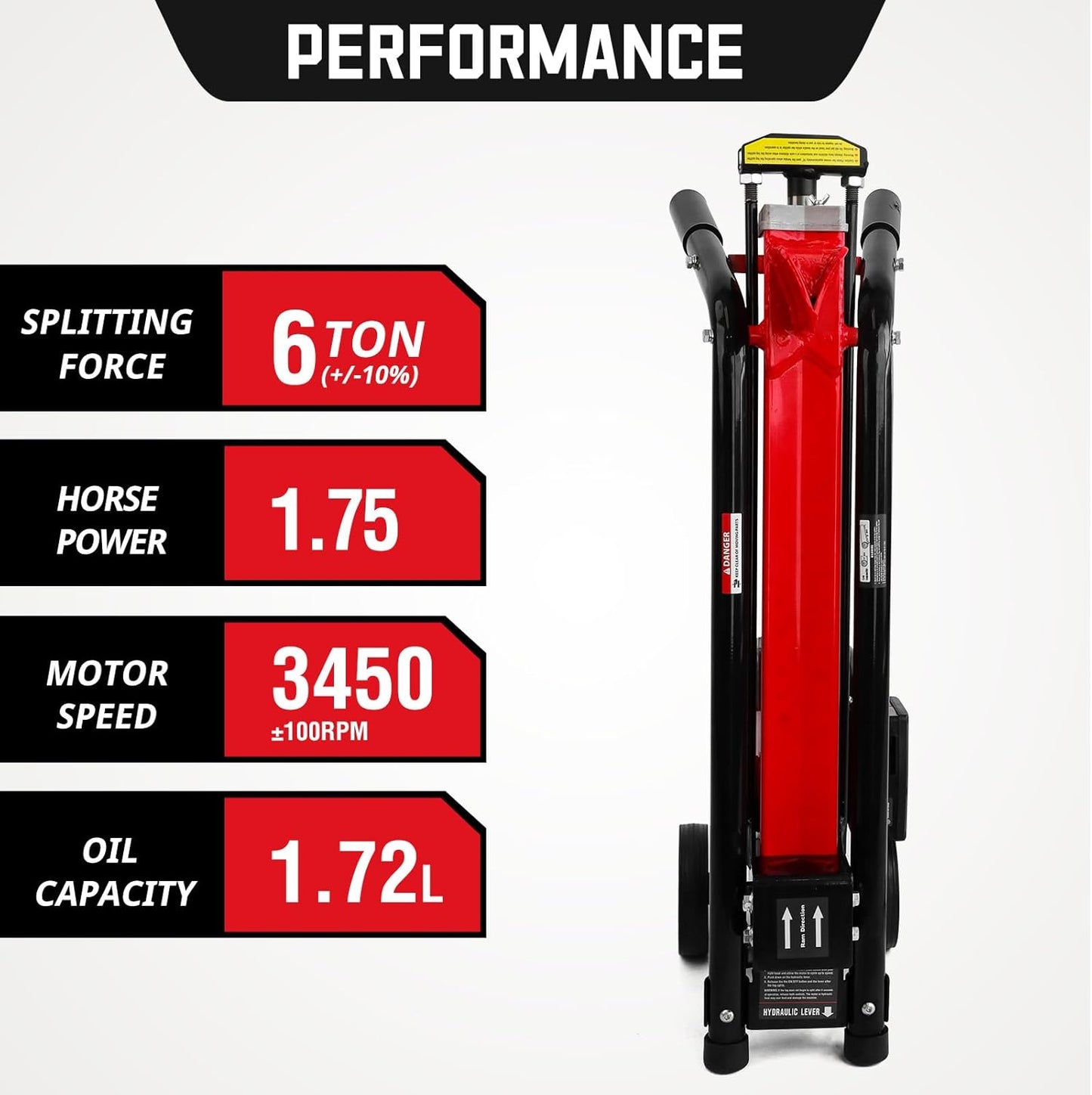 PowerSmart Electric Log Splitter 7-Ton - Efficient Wood Splitter with 3500 Motor Speed, 15 Amp, Horizontal Full Beam Design and Steel Wedge for Firewood & Kindling Cutting