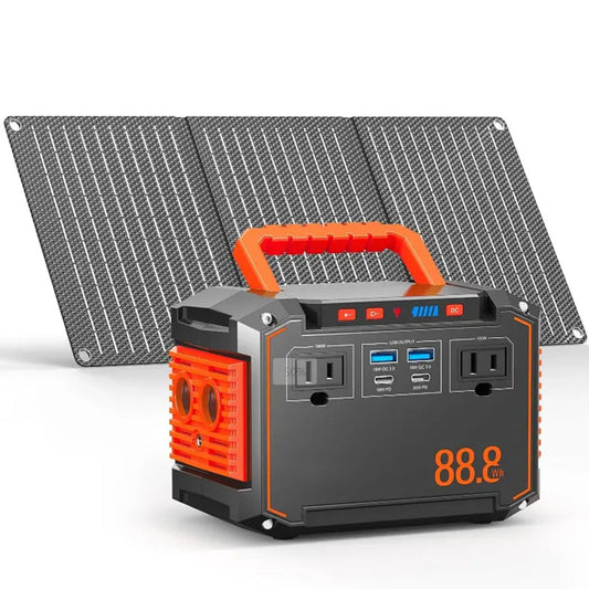 150W Peak Solar Generator with 30W Solar Panel with AC Outlet