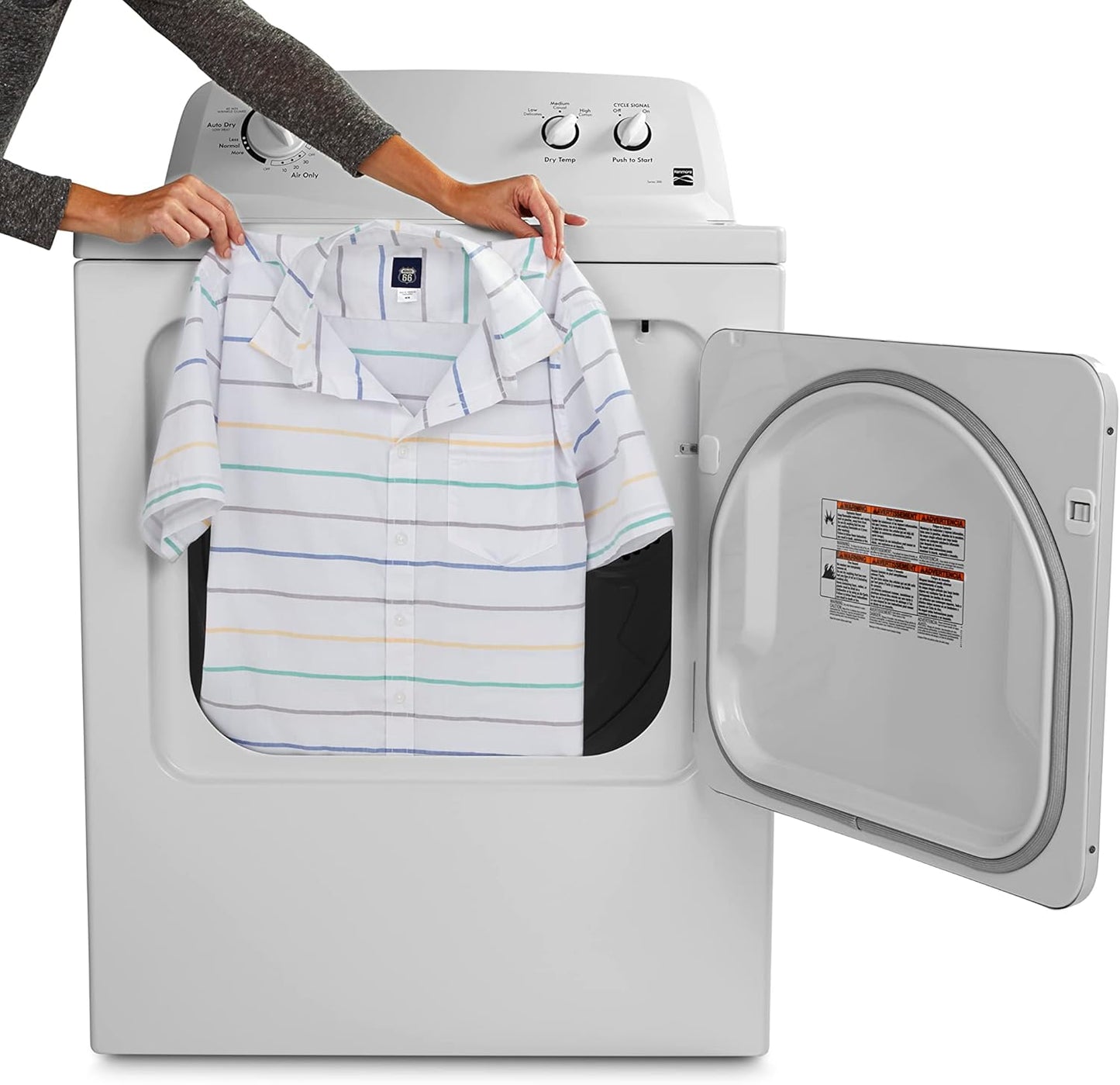 29′′ Front Load Electric Dryer with Wrinkle Guard and 7.0 Cubic Ft. Total Capacity, White