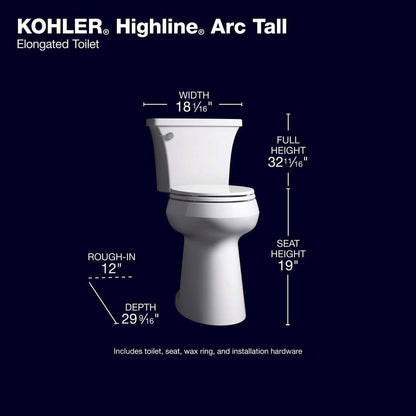 Extra Tall Highline Arc Complete Solution 2-piece 1.28 GPF Single Flush Elongated Toilet in White (Seat Included) 78305-0