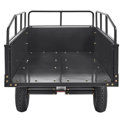 Heavy Duty ATV Trailer Steel Dump Cart, 750-Pound 15 Cubic Feet, Garden Utility Trailer with Removable Sides for Riding L