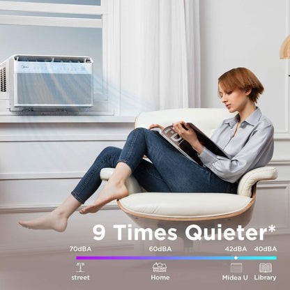 U-Shaped Inverter Window Air Conditioner 12,000BTU with Open Window Flexibility, Robust Installation,Extreme Quiet, 35% Energy Saving, Smart Control, Alexa, Remote, Bracket Included (Renewed)