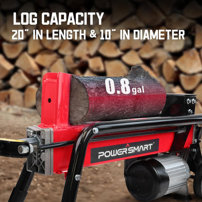 PowerSmart Electric Log Splitter 7-Ton - Efficient Wood Splitter with 3500 Motor Speed, 15 Amp, Horizontal Full Beam Design and Steel Wedge for Firewood & Kindling Cutting