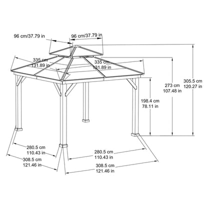 10 ft. x 10 ft. Cedar Framed Gazebo with Steel 2-Tier Hip Roof Hardtop