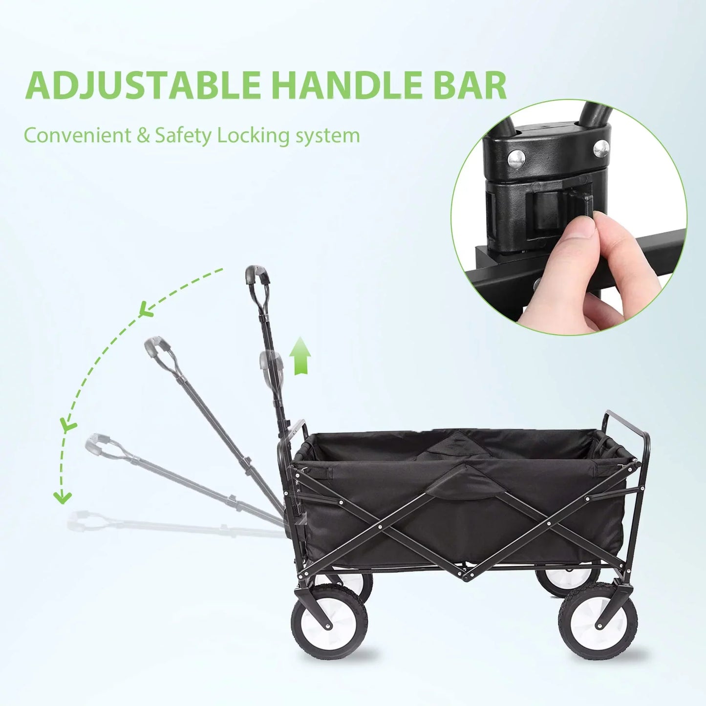 220lb Folding Wagon Utility Garden Cart for Outdoor Camping Black