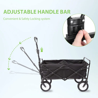 220lb Folding Wagon Utility Garden Cart for Outdoor Camping Black