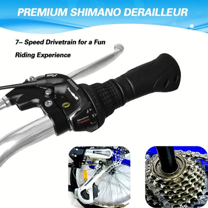 Tricycle 7 Speed, 20 inch 3 Wheel Bikes Folding Tricycle for Adults Star Strip Blue