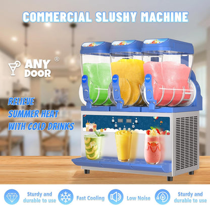 Commercial Slushy Machine - 1000W 30L Tanks Slush Maker Machine 304 Stainless Steel Commercial Margarita Machines Efficient Cooling the Ideal Slushie Maker for Bars Cafes Restaurants