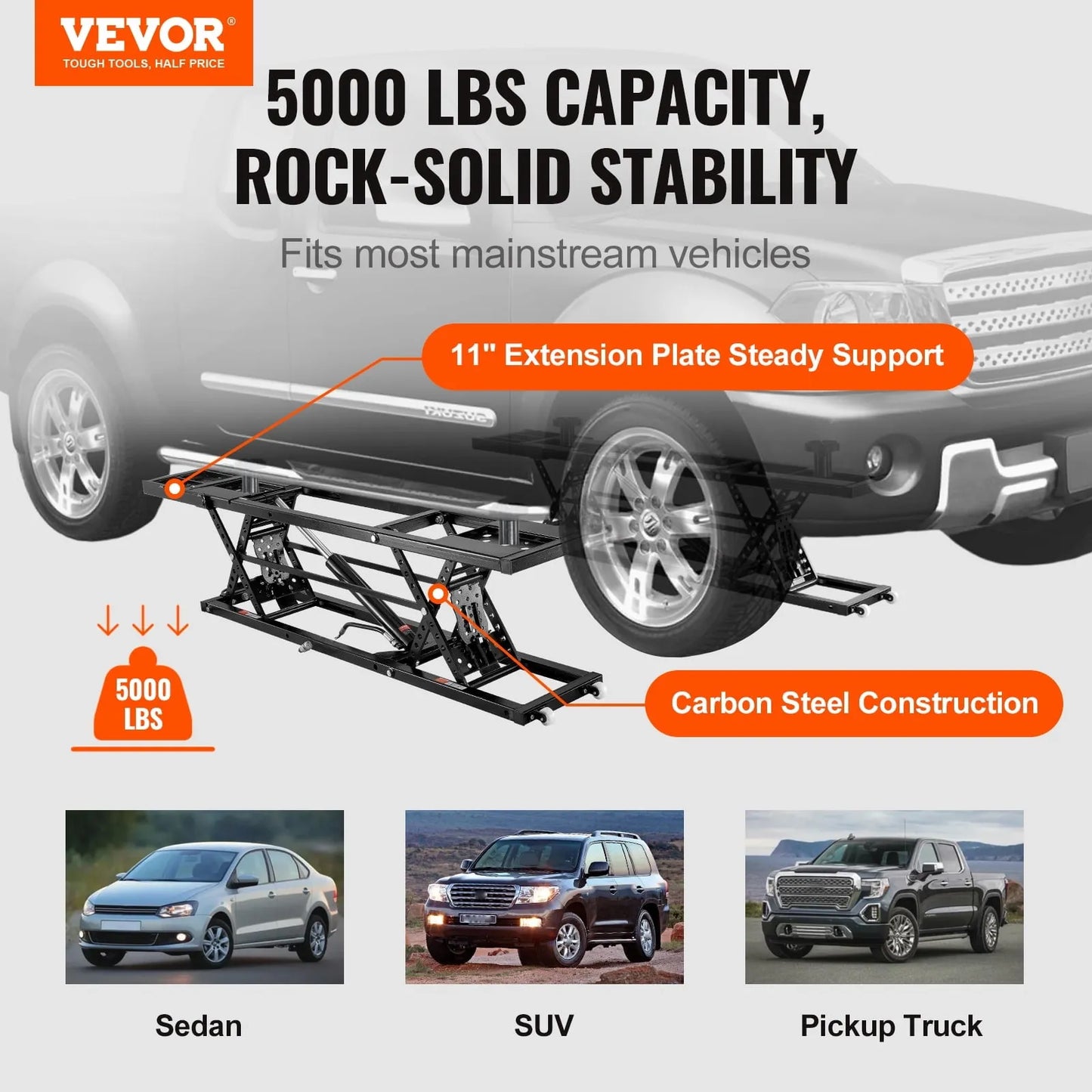 Portable Car Lift 5000 LBS Automatic Car Lift System Jack for Home Garage