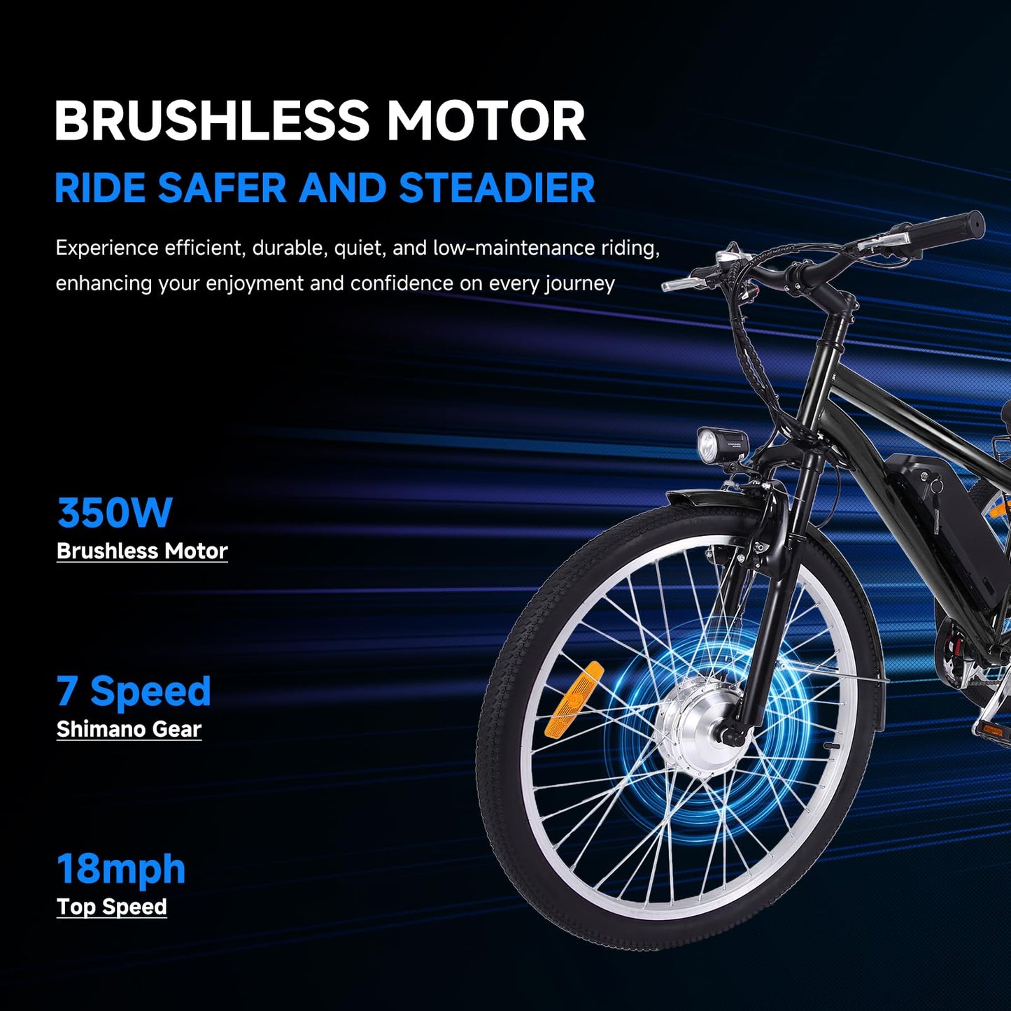 26 Inch Adult 3 Wheel Electric Tricycle with Basket, Fat Tires,7 Speeds,350W Powerful Motor, 36V 10Ah Removable Battery Dark Gray