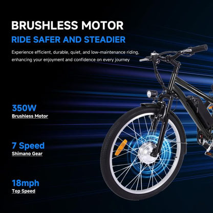 26 Inch Adult 3 Wheel Electric Tricycle with Basket, Fat Tires,7 Speeds,350W Powerful Motor, 36V 10Ah Removable Battery Dark Gray