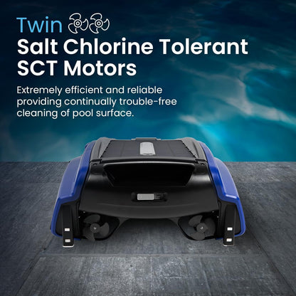 Betta SE Solar Powered Automatic Robotic Pool Surface Skimmer Cleaner with 30-Hour Continuous Cleaning Battery Power and Re-Engineered Twin Salt Chlorine Tolerant Motors (Blue)